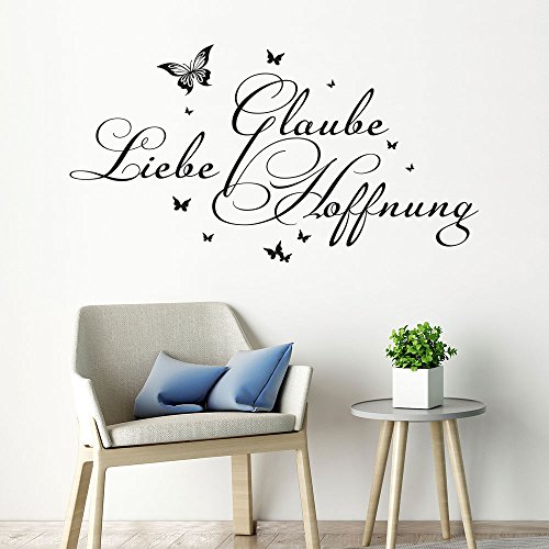 Wandtattoo Glaube Liebe Hoffnung ( Farbe haselnuss / Größe 120x64cm )
