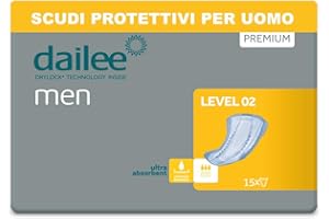 Dailee Men Livello 2-180x Assorbenti Uomo per Incontinenza Maschile - 3 Gocce - Proteggi Slip per Uomo, 6 Confezioni da 90 Scudi Protettivi