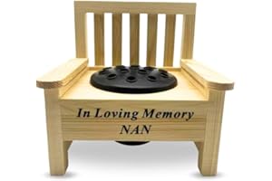 Yaldram Mini Wooden Memorial Bench with Black Plastic Insert Pot Fresh Artificial Flowers Graveside Ornament Bench with Flower Holder Heartfelt-Tribute (In Loving Memory NAN)