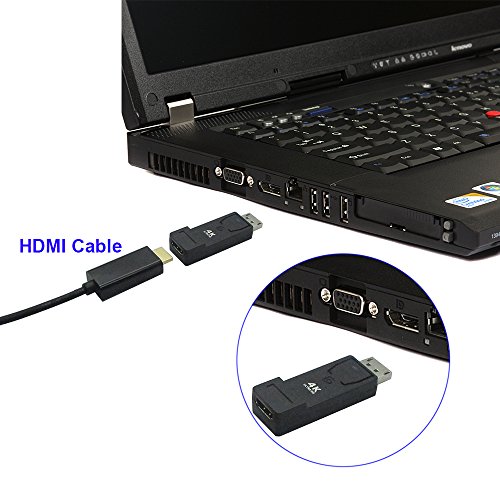 DP auf HDMI 4K Adapter, 4U DisplayPort Mann zu HDMI weiblichen Ultra HD Adapter-Verbindungsstück-Unterstützung 4K * 2K & 3D Audio / Video für Laptop / PC zu HDTV / Projektor, Schwarzes - 6