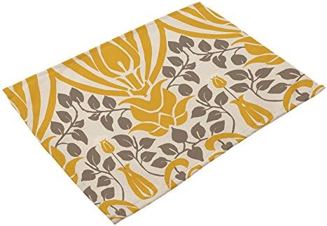 HJHET Simple fashion geometric art grain printing cotton linen mat, 42*32cm