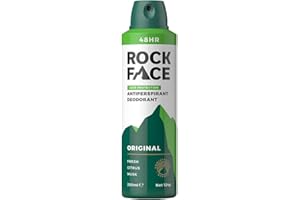 ROCKFACE Rock Face Antiperspirant Deodorant for Men - Original Fresh Citrus Scent, 200ml Spray, 48 Hour Protection, Non-Staining