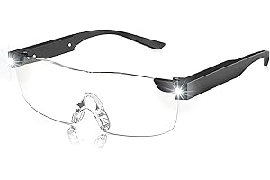 SKYWAY Lupenbrille mit Licht, 200% LED beleuchtete wiederaufladbare Lupenbrillen zum Lesen von Hobbys und zum Arbeiten, Big Vision Brillen