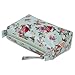 JODA Ladies Womens Pretty Green with Pink Flower Cosmetic Makeup Bag Travel Purse 302-322