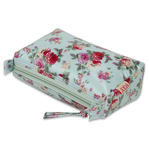 JODA Ladies Womens Pretty Green with Pink Flower Cosmetic Makeup Bag Travel Purse 302-322