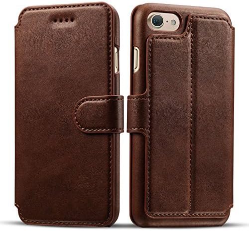 TABiUK Leather Wallet Stand Case With 3 Credit Card Slots for Apple iPhone 7/8 (Brown)