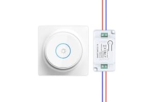 HYHIOTS Va et Vient Sans Fil, Interrupteur Sans Fil Sans Pile, RF433 Kit Interrupteur Connecté à rebond Télécommande Émetteur-Récepteur 240V 10A (1 Interrupteur 1 Récepteur)