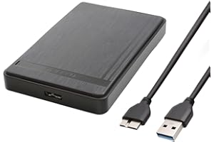 COALWOP Festplattengehäuse 2,5 Zoll USB 3.0 SATA Gehäuse für 7mm/9.5mm 2.5 Zoll SSD und HDD Externe SSD Gehäuse mit USB 3.0 Kabel Werkzeugfreie Montage