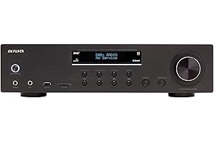 AIWA - AMR-200DAB Amplificatore Hi-Fi multifunzione, Bluetooth 5.0, Tuner DAB/FM, Phono In, Input audio, Mp3 Player da porte USB/SD, Telecomando, Colore Nero