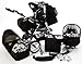 Chilly Kids iCaddy Pram & Pushchair Travel System (car seat, raincover, mosquito net, beverage tray, changing pad) 03 Black & White Flowers