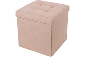 INTRECCI Pouf Contenitore, Puffo per Sedersi, Pouf Poggiapiedi, in Tessuto, Quadrato, 38x38x38 cm, Imbottito, Versatile, Facile da Pulire. Colore: Caffelatte