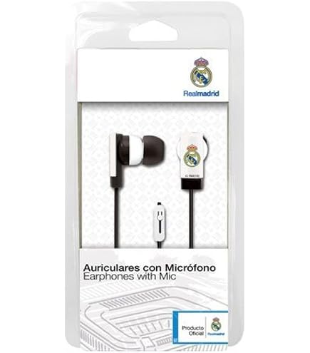 Auriculares Casco Real Madrid Oficial Seva Import: Blanco Y Negro Con Micrófono
