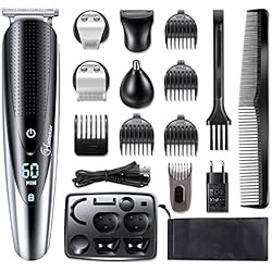 Hatteker Tondeuse Barbe Tondeuse Cheveux homme Tondeuse Nez-Oreilles Electrique Rasage homme à barbes rasoir Impermeable 5 en 1 Tondeuse Pour Couper Barbe Cil de corps Nez Poils