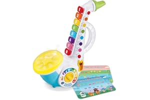 VTech - Saxophone Lumi Magique, Instrument de Musique Enfant, Saxophone Interactif avec Partitions de 4 Comptines, Jouet d'Éveil Musical, Cadeau Enfant Dès 2 Ans - Contenu en Français