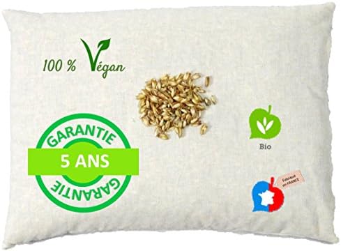 Green The Roundel – Natural Ergonomic Design – Made epeautre Organic Pillow for Cervical Pain, Joint and Perfect for Back of the head, neck or Natural Sleep – Square Pillowcase, 40 x 60 cm