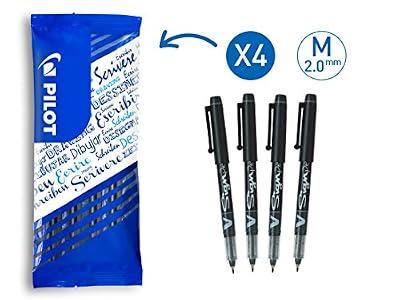 Pilot - Flowpack 4 V-Sign Pen - Feutre d'écriture - Noir - Pointe moyenne