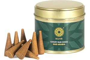 NUHR HOME Incense Cones Oud Arabia Luxury / 20 Strong Scented Cones/Bakhoor alternative/Lasting Fragrance Aroma Natural Authentic Agarwood for Aromatherapy, Meditation & Stress Relief Refreshing