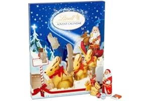 SOOLAR Christmas Advent Calendar 2024 - Lindts Chocolate Advent Calendar 160g with a Thank You Sticker - Family Fun Christmas 2024