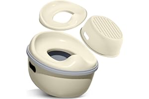 FUZHIK Vasino per Bambini 3 in 1 Vasino per Abituare al Gabinetto, l'educazione Alla Toilette, Antiscivolo Anti-Versamento Facile da Svuotare Grazie Alla Vaschetta Rimovibile Potty & Sgabello (beige)