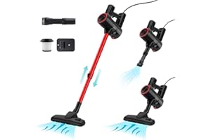 Stanew Odkurzacz Miotła z drutem, 16kPa, mocna miotła przewodowa, 150 W, miotła z drutem bez worka z kablem 5m, filtr HEPA - Nadaje się do twardych podłóg, dywanów, włosów itp, ST-610CX