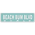 angeloken Beach Bum BLVD Metal Sign Vintage Rustic Lake Beach House Cottage Cabin Cave Wall Decor Beach Sign 4x16 Inch