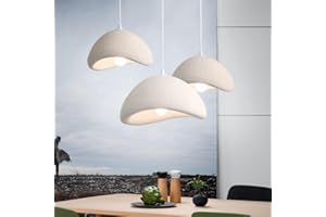 LFOUTE Creative Wabi-Sabi Pendant Light Modern Pendant Light Matt White Nordic Style Cement Pendant Lamp E27 Pendant Lamp for Bedroom Living Room Dining Room Children's Room Kitchen Homestay Chandelier (40