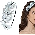 Flysales® Metal Hairband Flower Crystal and Pearls Fancy Hairband for Women and Girls Tiara Hair Band Hair Accessories Silver Work Handmade