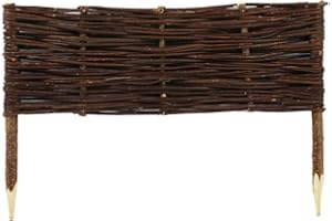 DAMIAN-WIKLINA Cerca de borde de cama de jardín de mimbre - 20 cm de alto - Hecho en la UE - 60 cm de longitud