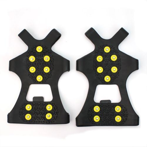 Black Anti-slip Pair Ice Snow Shoe Spikes Grips Crampons Hiking Fishing Climbing