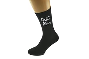 GTR - SOCKS Black Wedding Script Design Socks UK Adult 5-12 in Various Roles (Best Man)