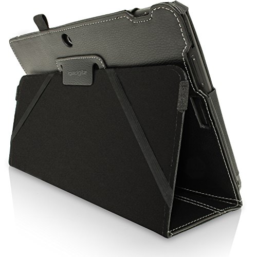 igadgitz Schwarz PU Ledertasche Hülle Folie für Asus Transformer Pad TF103C 10,1 Zoll mit Multi-Winkel Betrachtungs + Stylus-Stift Elastischen Halter + Displayschutzfolie - 5