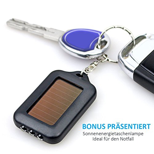 1000 LUMEN Taschenlampe LED ,Fokus Zoombar Taktische LED Taschenlampe von BYBLIGHT, starke CREE XM-L T6 Taschenlamp mit 5 Modi und IP65 Wasserdichte, für Outdoor Stromausfall, Haushalt, Notfall,LED Handlampe aufladbar mit 22650/18650/AAA Akku, Extra Bonus (Solarbetriebene Taschenlampe mit Schlüsselanhänger) - 7