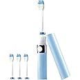 Pursonic Portable Sonic Toothbrush Battery Operated, Battery Included, 3 Brush Heads Included, 22,000 Strokes Per Minute, Brush On The Go (Blue)
