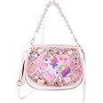 PATPAT® Girls Sling Bag Fashion Pink Unicorn Hand Bag Girls Bag Shoulder Bag with Beaded Chain Strap Gift for Girls Children's Day Gift for Girls