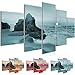 Produktbild Bild 100 x 50 cm - Meer Bilder- Vlies Leinwand - Deko für Wohnzimmer -Wandbild - XXL 5 Teilig Teile - leichtes Aufhängen- 802352c