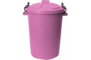 M1SS 50L Litre Heavy Duty Plastic Clip Lock Lid Bin Indoor or Outdoor Rubbish, Dustbin, Trash Can, Waste or Storage of Animal Feed. (1, Pink)