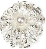 modernes Muschel Design styleBREAKER Muschel Magnet Schmuck Anhänger mit Strass und Perlen für Schals, Tücher & Ponchos, Brosche, Damen 05050032, Farbe:Silber