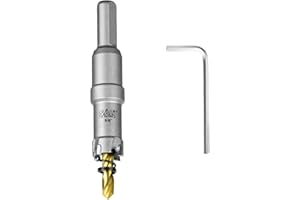 SALI TCT Carbide Hole Saw for Hard Metal, 16mm,5/8" Tungsten Carbide Tipped Hole Cutter Set with Titanium-Plated Pilot Drill bit for Metal, Stainless Steel, Iron, Wood, Aluminium, Plastics