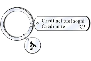 LUODAN Ispirazione Portachiavi Amicizia Regalo Credi nei tuoi sogni,credi in te.Lettera iniziale Alfabeto Portachiavi,per Amici Sorelle Figlia Figlio Ragazza Regali di Laurea Regali di Compleanno