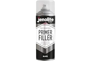 JENOLITE Farba podkładowa w sprayu, czarna, wielopowierzchniowa farba podkładowa o wysokim wypełnieniu, wypełnia małe wgniecenia i zadrapania, idealna do karoserii samochodowych, modeli drukarek 3D i