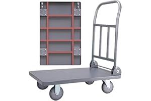 Bai You Mei Carrello Piatto da Trasporto Pieghevole Portata 300 kg Magazzino Carrelli a Piattaforma Mano ruote girevoli a 360° Carrello Trasloco con 4 ruote Uso Industriale (75 x 50 cm)