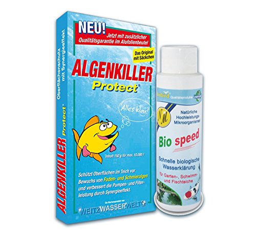 Algenkiller Protect_ Frühlingssaison_ DIREKT VOM HERSTELLER_Algenkiller, Teichalgen, Fadenalgen, Teichpflege, Teichpflege-Produkte, Algenmittel, Wasserpflege, grünes Wasser, Teichpflege-Mittel