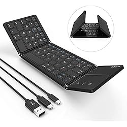 Clavier Bluetooth sans fil pliable avec pavé tactile, Câble C et USB / Micro USB /, Clavier Rechargeable Portable trois mode pour PC, ordinateur portable, Smart TV, iPad, tablette Android, Smartphone