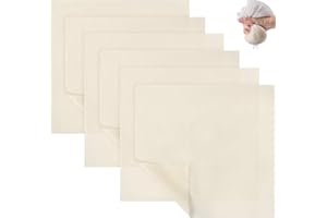 QHFlashbuy Etamine Alimentaire,6 Pièces Tissu Mousseline pour Cuisiner,Lavable Réutilisable Filtre Étamine à Non Blanchi pour Filtrer Jus Fromage Thé Épices Jus de Fruits Café 50x50cm