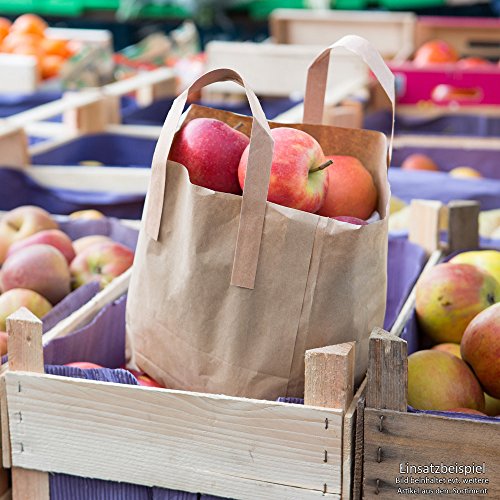 greenbox 250x Papier Einkaufstüten | 25,5×12,5×30,5cm | 70gsm | mit 80% Recyclingpapier | braun, ungebleicht | biologisch abbaubar, kompostierbar | recycelbar | reißfest | hohe Tragkraft | unbedruckt - 4