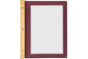 SECURIT - Porta Menu Linea Wood - Per Caffè, Ristoranti, Bar - Formato A4 - 2 Doppio Inserti Inclusi - Colore Bordeaux