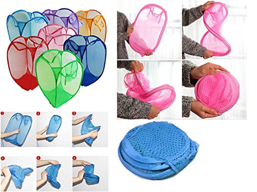 triecoworld faltbar Pop Up Mesh-Wäschekorb Korb Tasche Bin behindern Spielzeug ordentliche Aufbewahrung grün - 3