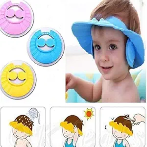 Dazzle Adjustable Shower Cap with Ear Shields for Kids (Blue)