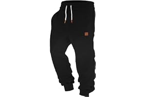 Joggingbyxor för män, säckiga mjukisbyxor i bomull med elastisk midja, träningsbyxor, långa sweatbyxor, med fickor