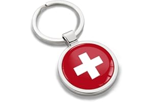 Biomar Labs® 3D metalowy szwajcarski narodowy Szwajcaria flaga brelok akcesoria mężczyźni kobiety brelok prezent KK 192, wielobarwny, 7,5cm x 3cm